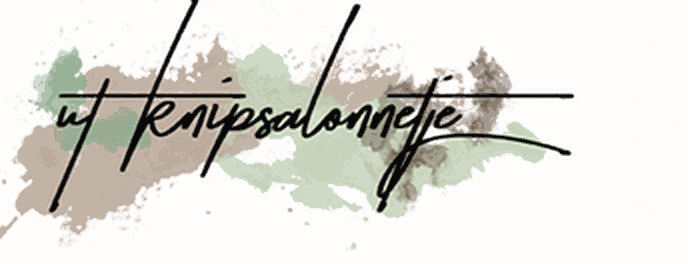 Ut Knipsalonnetje — handgeschreven logo met aquarel